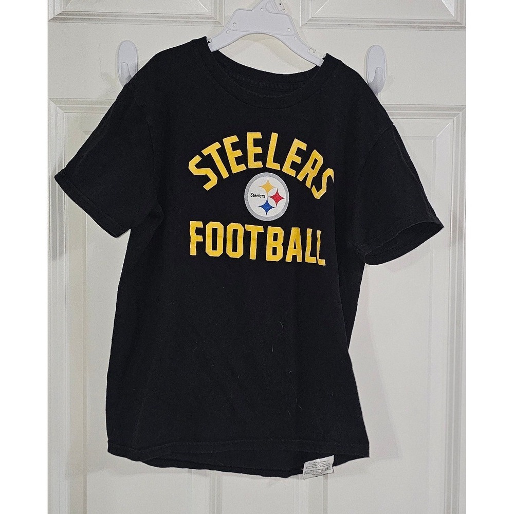 Fanatics Pittsburgh Steelers Youth Medium T-Shirt Black Football Logo Tee JM